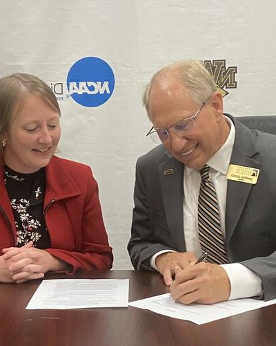 NWU President Darrin Good and York University Provost Shannon Leiden